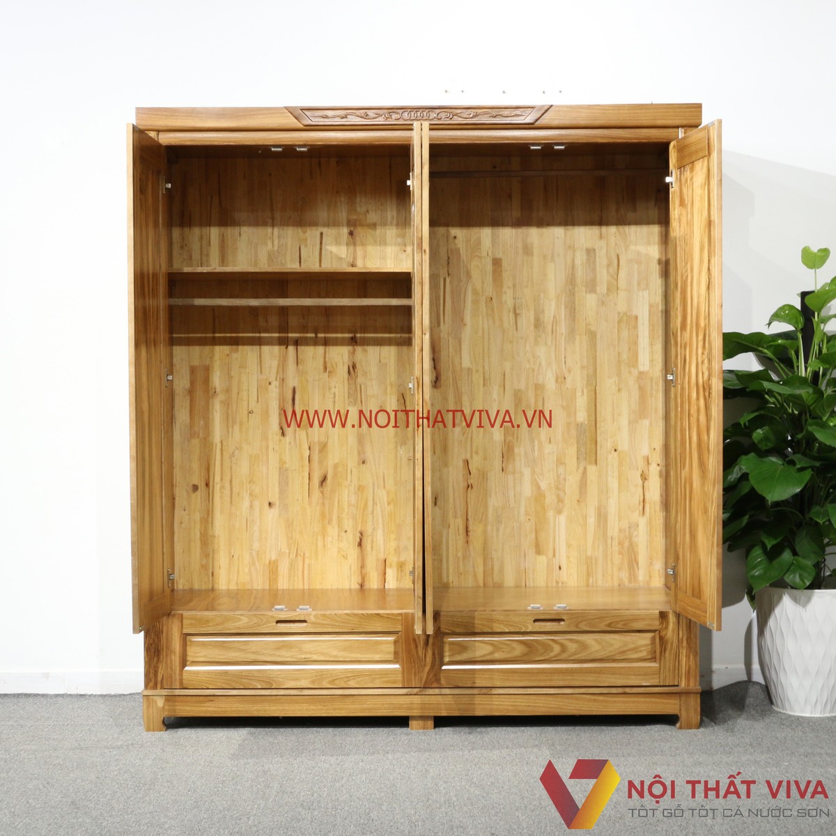 Tủ Áo 4 Cánh Gỗ Hương Xám Đẹp Giá Rẻ