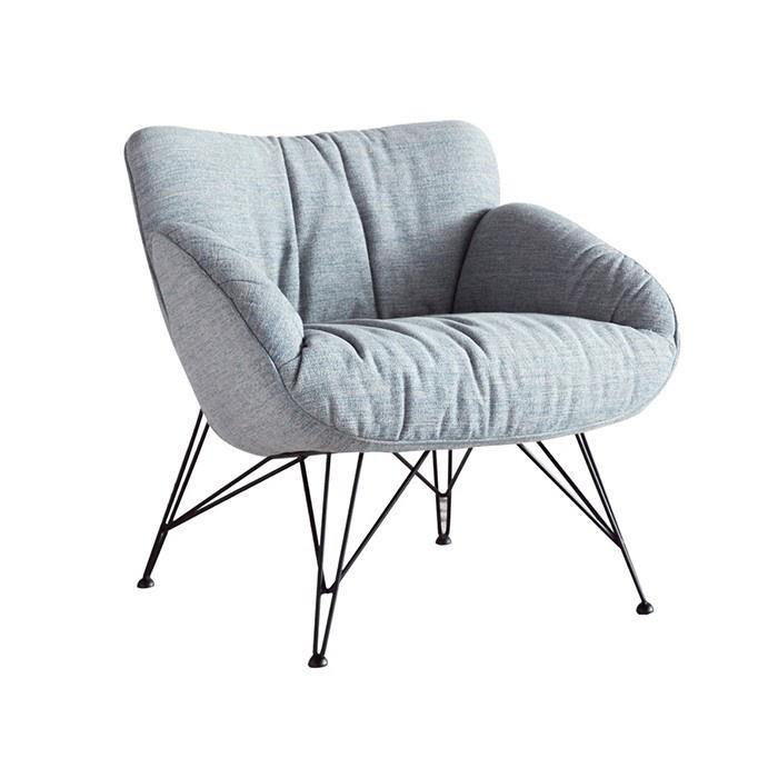 Ghế thư giãn nỉ êm ái cho đọc sách, Ghế sofa đơn chân kim loại hiện đại