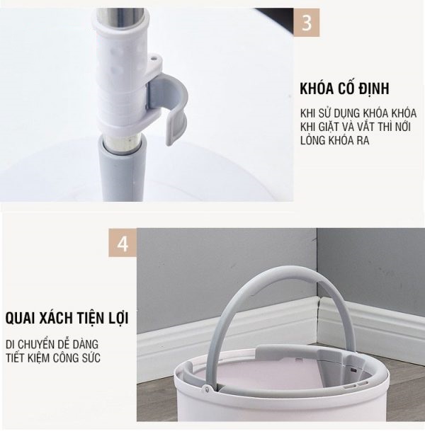 Bộ lau nhà tròn xoay 360 độ mẫu mới K8 - (tặng kèm 1 bông)