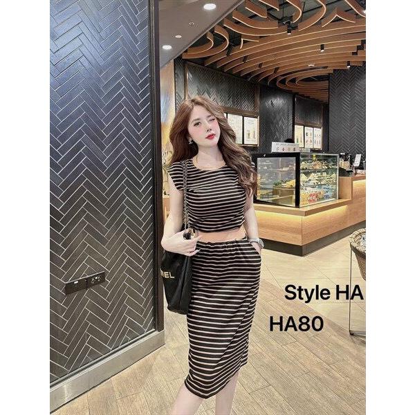Set bộ váy sọc lửng HA80