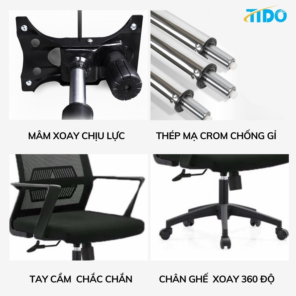 Ghế xoay văn phòng, tầm trung cấp - Hàng chính hãng TIDO - Lắp sẵn thân ghế dùng ngay - TI-GX03