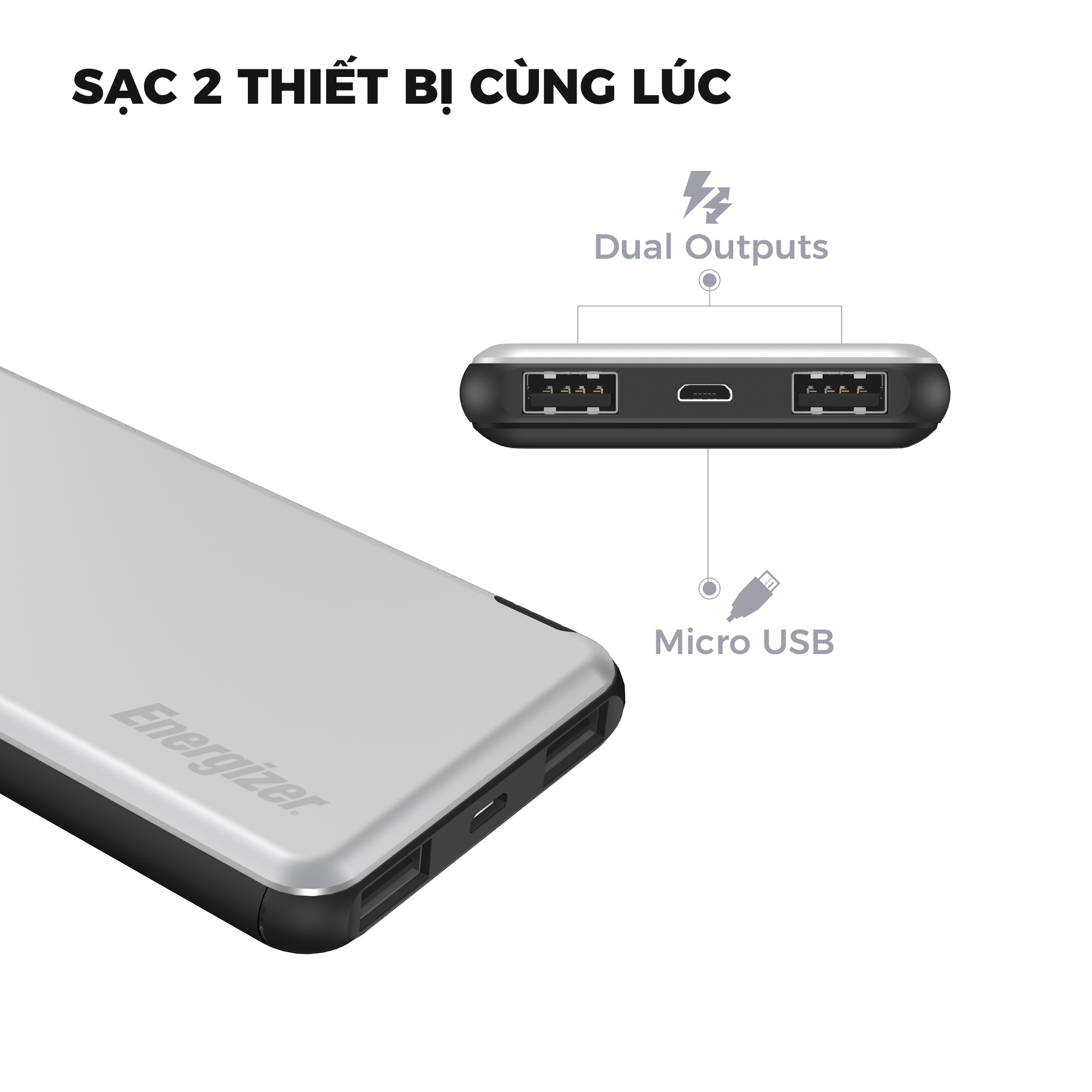 Sạc dự phòng Energizer UE10046 Dung Lượng 10,000mAh - Hàng Chính Hãng