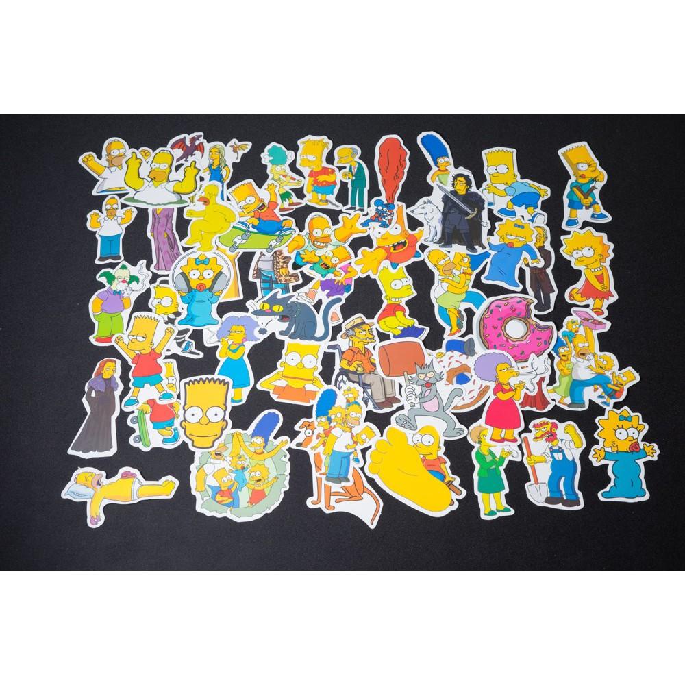 Bộ 50 sticker dán chủ đề simpson trang trí laptop, vali, xe máy, xe đạp, ván trượt, đàn, mũ bảo hiểm,skateboard, tủ...