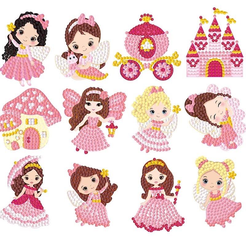 Tranh đính đá mini nhỏ cho bé, tranh đá tự đính tự làm hình công chúa đẹp mắt dạng sticker
