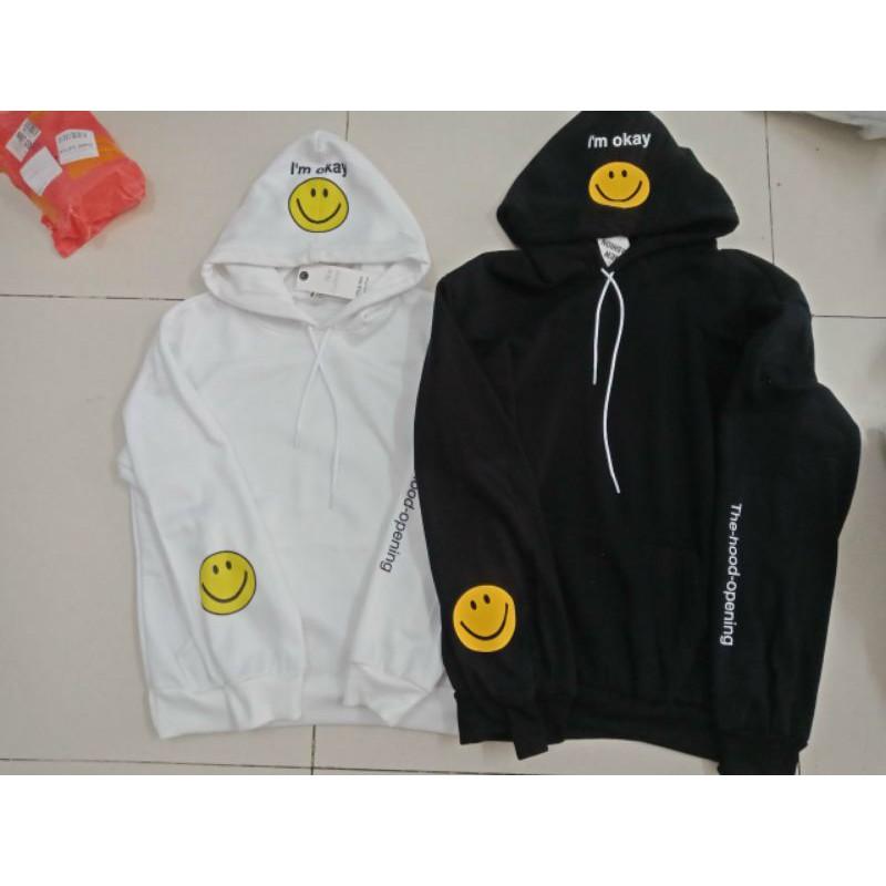Áo đôi hoodie thu đông hình mặt cười