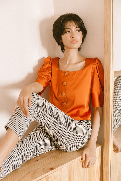 Scarlett House_Áo tay phồng Bouffant Sleeves Top Cam