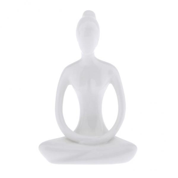 2X Ceramic Yoga Figure Ornament Statue Sculpture Zen Garden Desk Decor Style-03