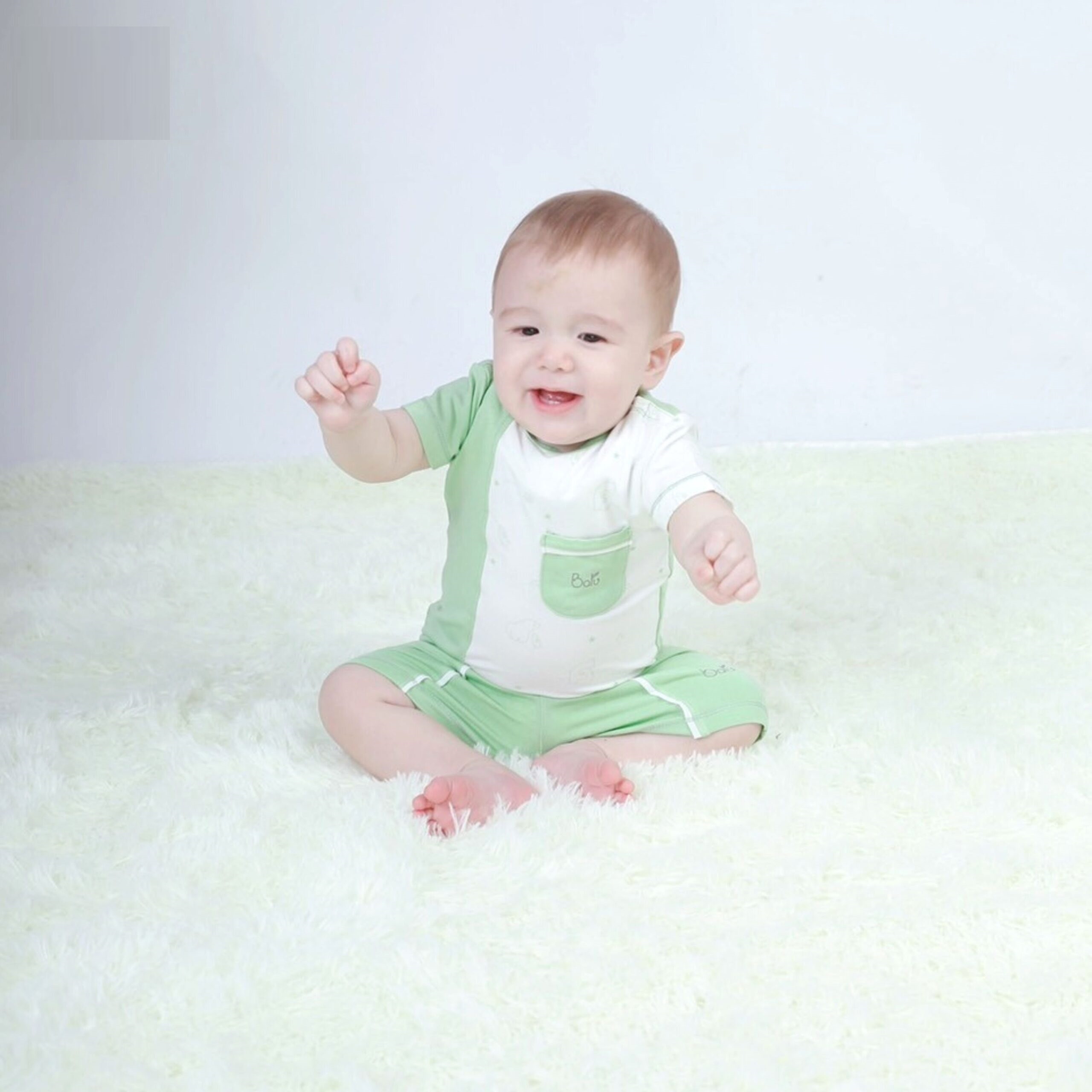 Bộ cộc tay cài vai BARU petit họa tiết cho bé quần áo trẻ em ( 6M -4Y )