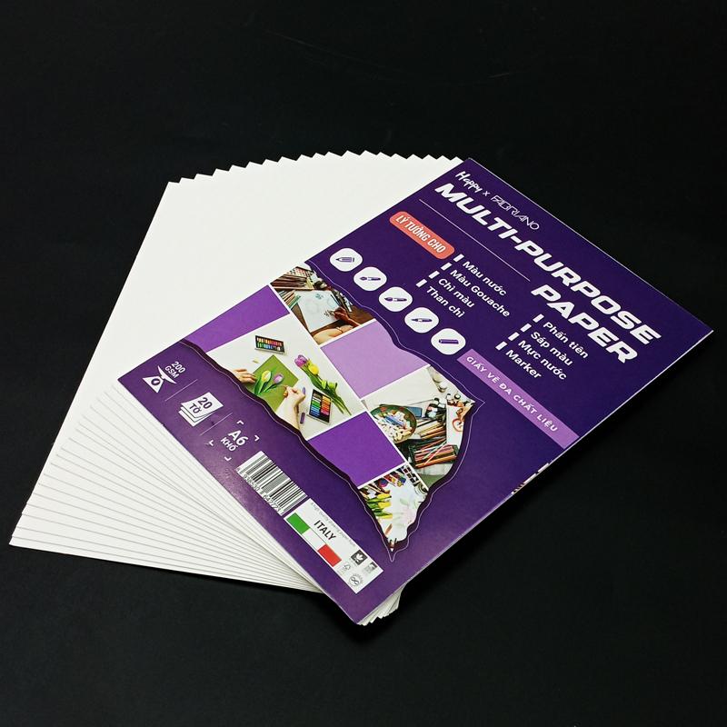 Bộ 20 Tờ Giấy Vẽ Đa Chất Liệu A6 200gsm Multi-Purpose Paper - Happy HA-MIX-A6-200G-20T