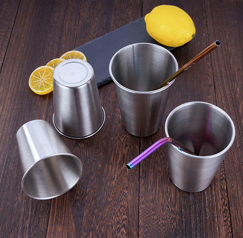 Ly Cốc Uống Nước Inox không gỉ Cao Cấp tiện dụng Thích hợp cho uống lọc nước ngọt,hay uống bia,sinh tố,Kích Thước 9 x 13cm - Cốc Inox không gỉ