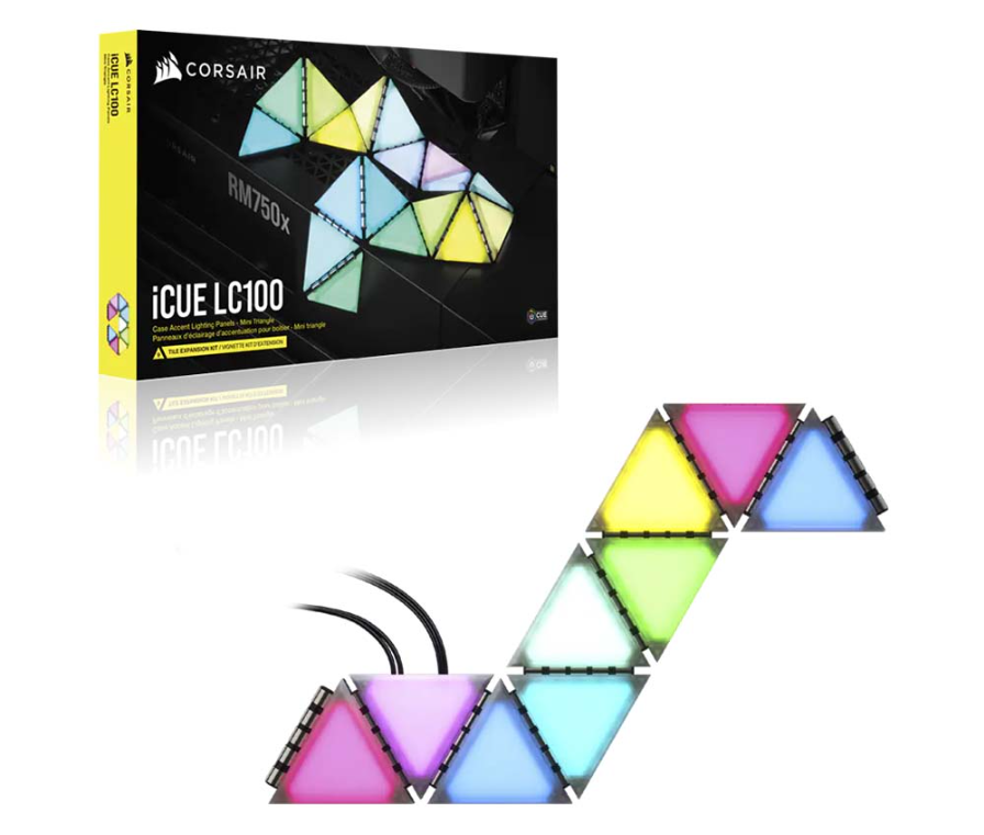 Bộ đèn chiếu sáng Corsair iCUE LC100 Smart Case Lighting Triangles - Hàng Chính Hãng