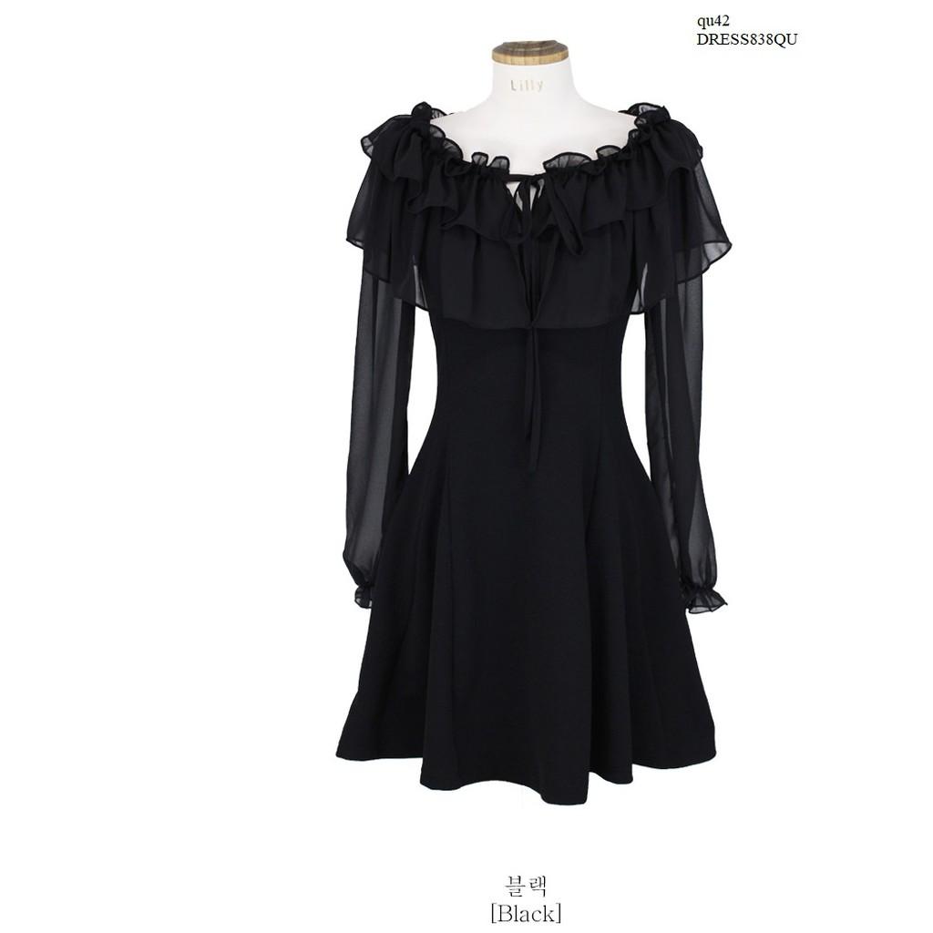 DRESS752 ĐẦM NỮ NHÚN BÈO TAY DÀI