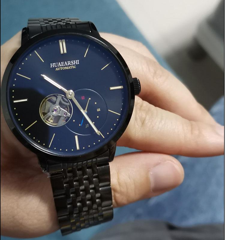 Đồng hồ cơ khí tourbillon tự động thuận lợi nhất dành cho nam thời trang công sở Châu Âu và Mỹ Đồng hồ mặt số lớn không thấm nước cổ áo trắng khí quyển đơn giản