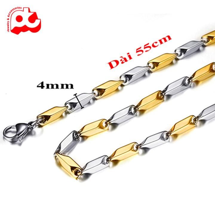 Dây Chuyền Nam Phối Màu Thời Trang 4mm Thép Không Gỉ