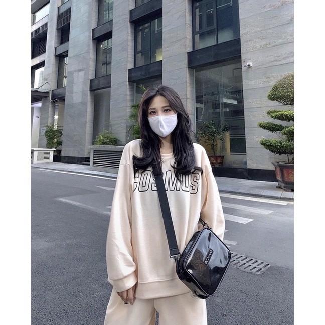 Set quần Jogger nữ ống rộng + Áo nỉ Cosmos - Ba màu Trắng/ Đen/ Ghi xám - Vải len tăm Oversize - Vitalita.cloth
