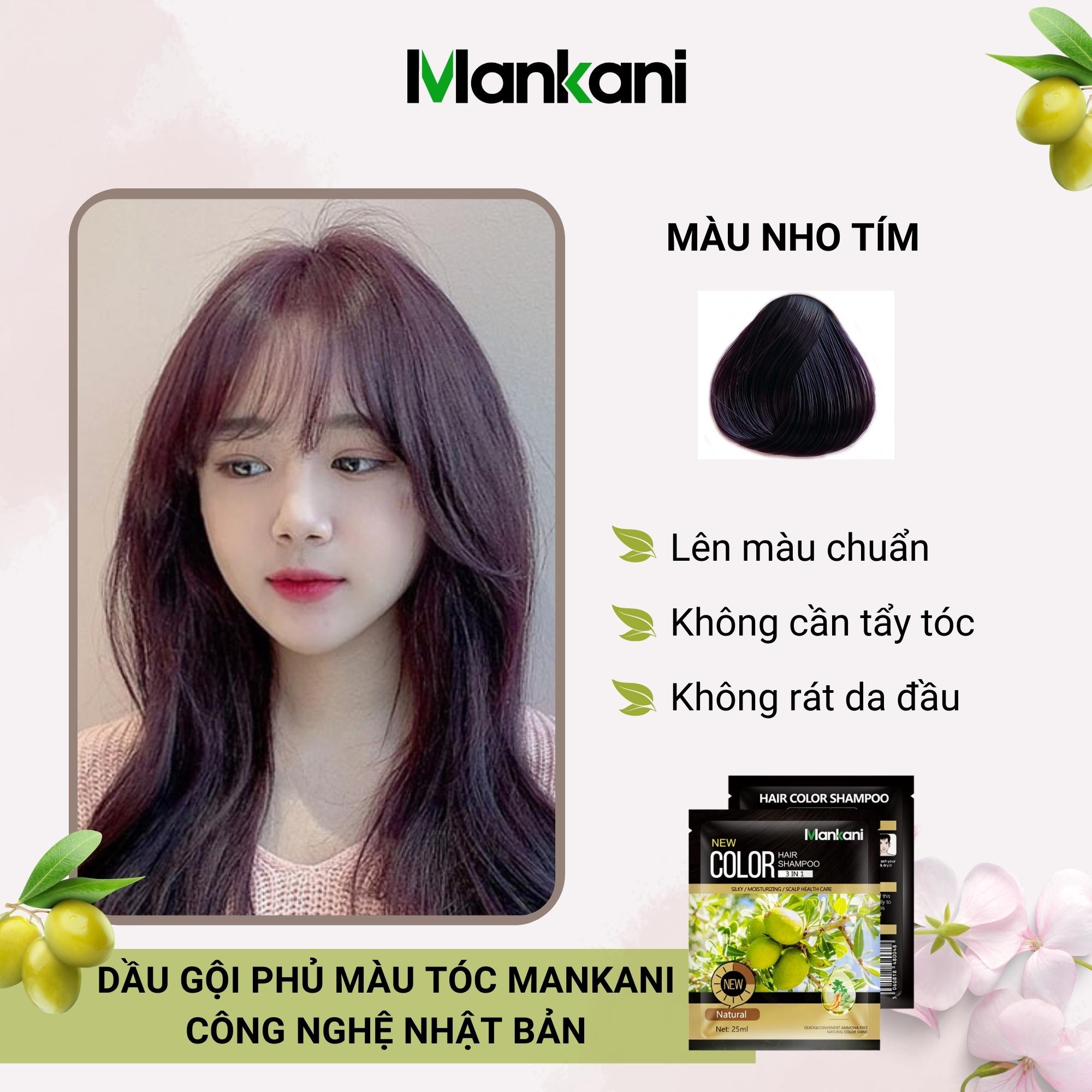 Hộp Dầu Gội Nhuộm Tóc, Thảo Dược Màu Nho Tím, Mankani [250ml - Chính Hãng