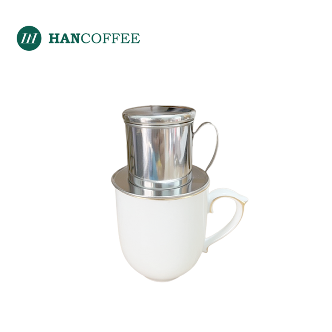 Phin pha cà phê HANCOFFEE  INOX Cao Cấp Size 7 pha 25gr Nắp Tròn Quai Cầm cong tiện lợi