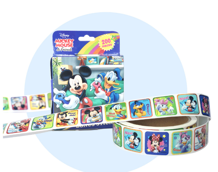 Đồ chơi dính dán - Combo 2 SET CUỘN 200 miếng STICKER CÁC NHÂN VẬT HOẠT HÌNH CHO BÉ