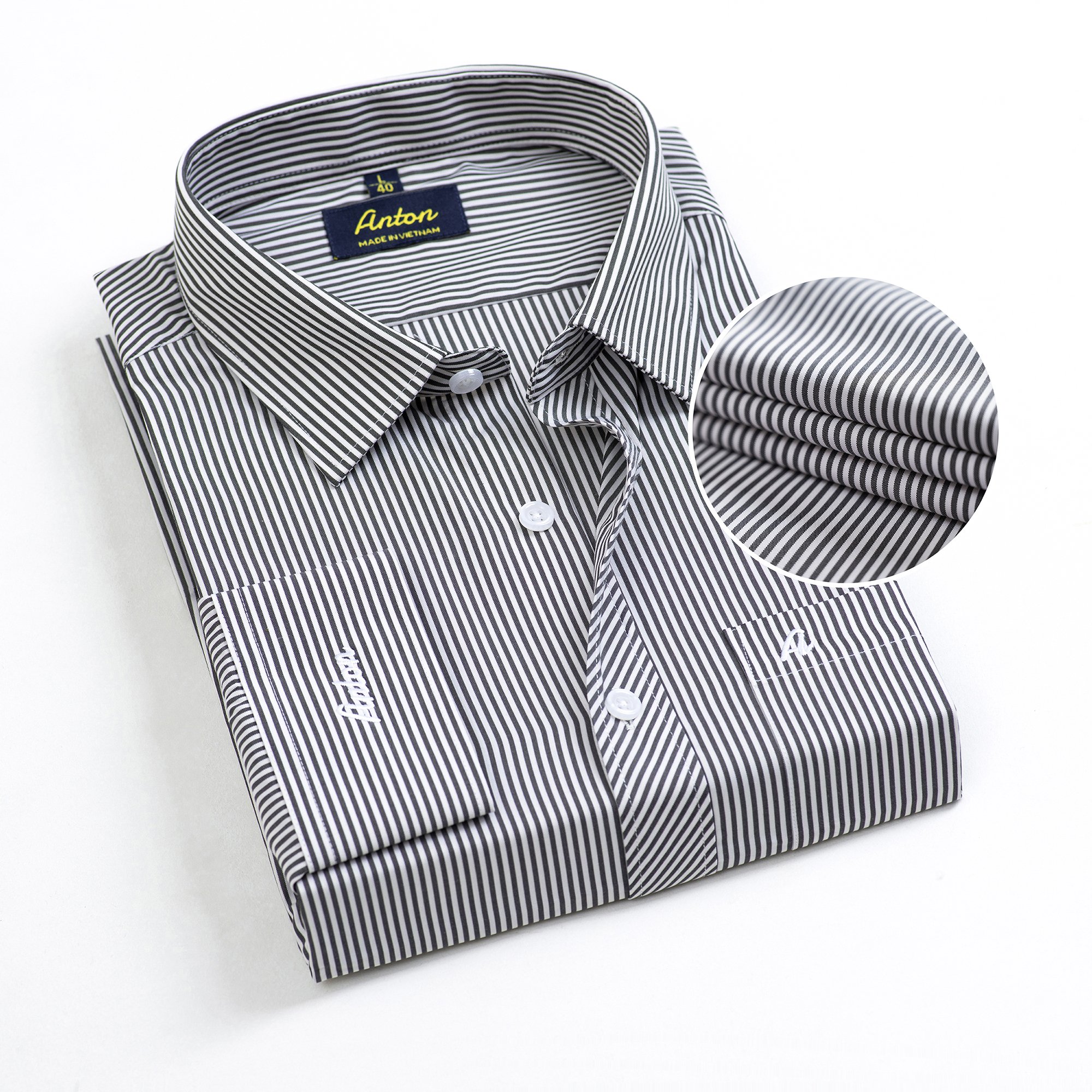 Mua Áo Sơ Mi Nam Công Sở Trung Niên Thương Hiệu Anton Dài Tay Màu Ghi Vải Cotton Kẻ Sọc Đen- AC151 - 41 tại Sơ mi Anton Mua Áo Sơ Mi Nam Công Sở Trung Niên Thương Hiệu Anton Dài Tay Màu Ghi Vải Cotton Kẻ Sọc Đen- Ac151 - 41 Tại Sơ Mi Anton