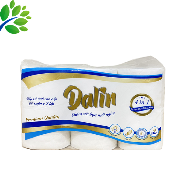 GIẤY VỆ SINH NGUYÊN SINH CAO CẤP DALIN CÓ LÕI 6 CUỘN/LỐC