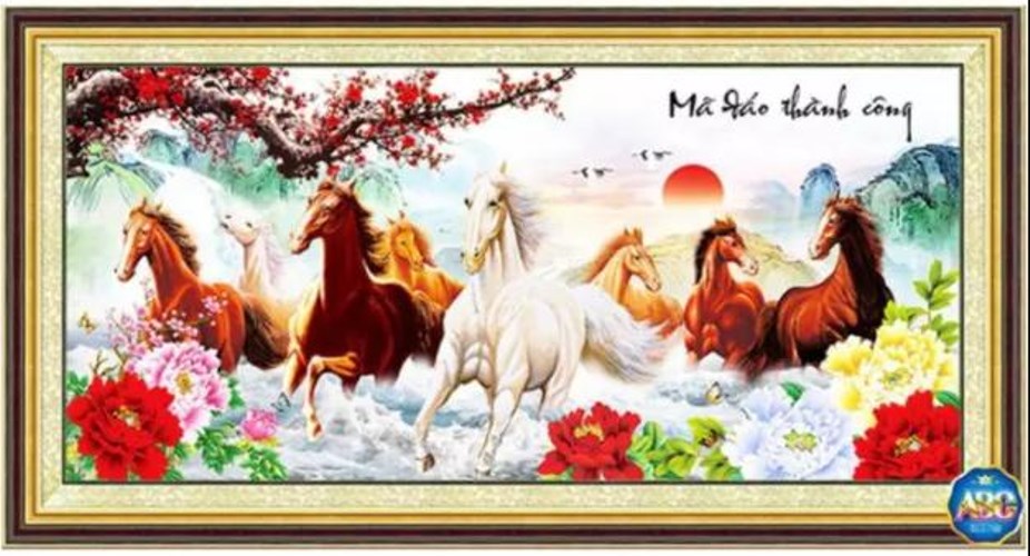 Tranh đính đá mã đáo thành công LV187 - 100 x 50 cm - chưa đính