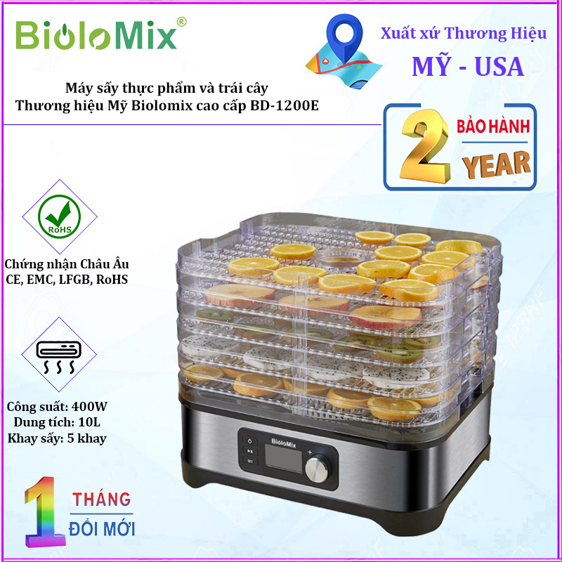 Máy sấy thực phẩm Biolomix BD-1200E BPA FREE công suất 400W - Hàng Nhập Khẩu