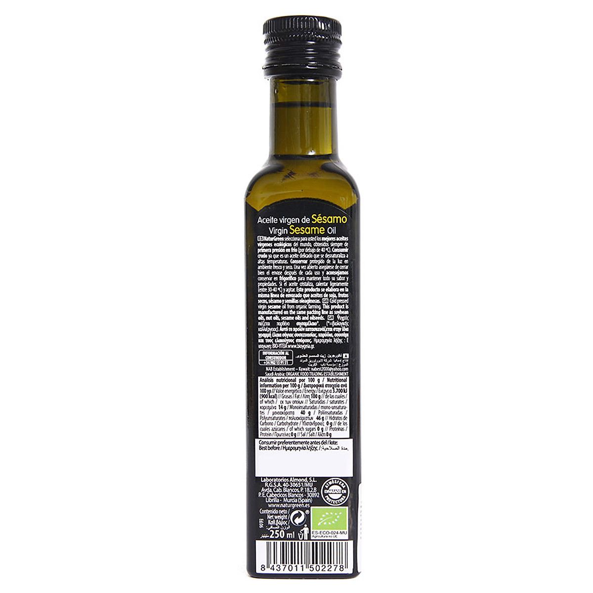 DẦU VỪNG (MÈ) HỮU CƠ ÉP LẠNH NATUR GREEN 250ml - Organic Cold Pressed Sesame Oil