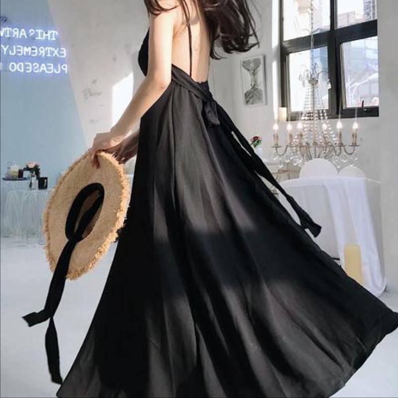 ĐẦM MAXI 2 DÂY PHỐI NƠ SAU LƯNG DIỆU DÀNG