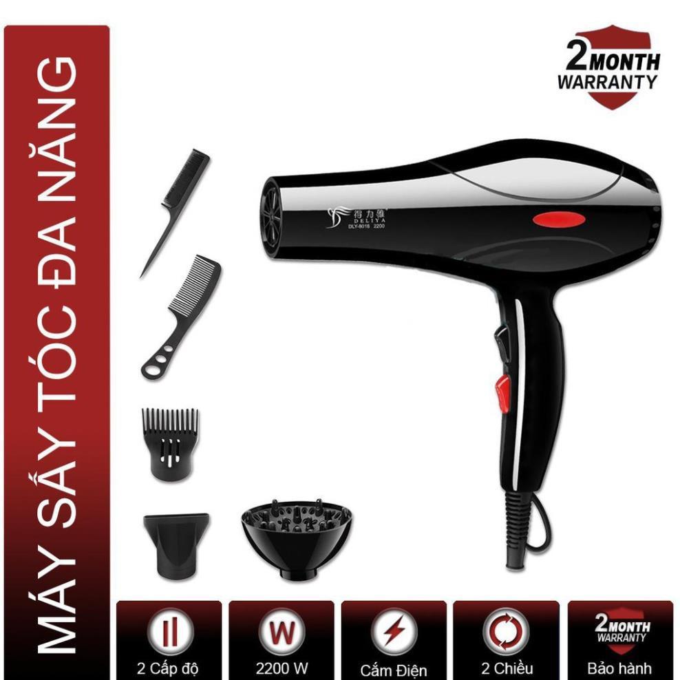 Máy sấy tóc công suất lớn DELIYA 8018 2 chiều nóng lạnh, tặng kèm ngay bộ 5 đầu phụ kiện làm tóc cao cấp