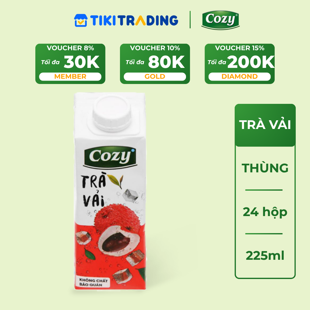 Thùng 24 hộp Trà Vải Cozy 225ml
