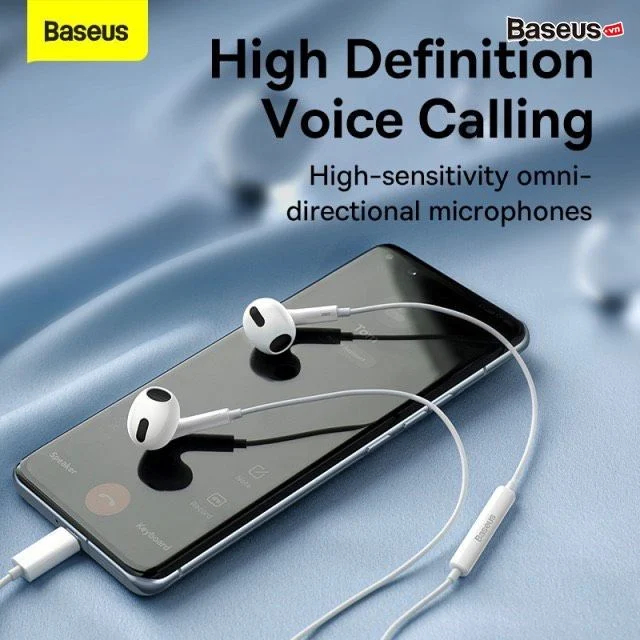 Tai nghe có dây Baseus Encok Type-C lateral in-ear C17 - Hàng chính hãng - Màu trắng