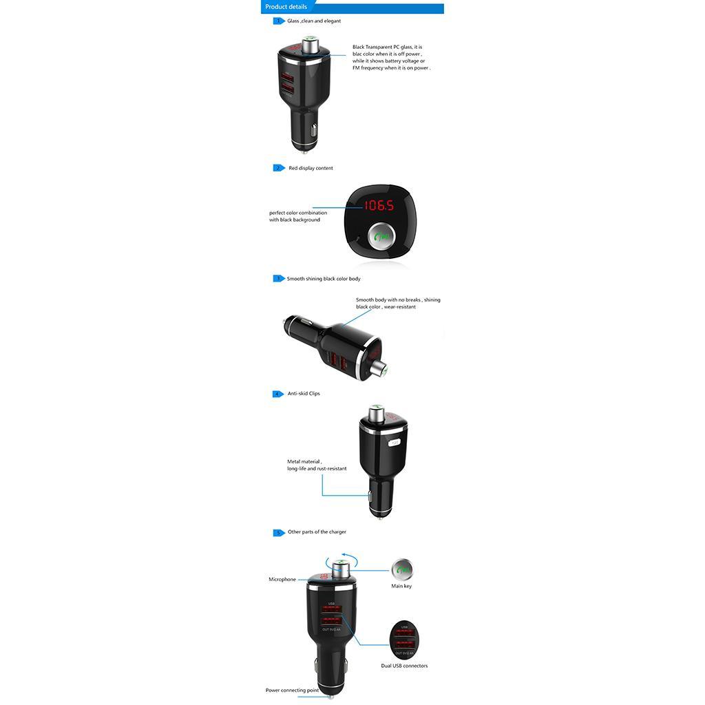 3.1A Dual USB Car Charger Monitor Display for 5 6 7 8 Galaxy