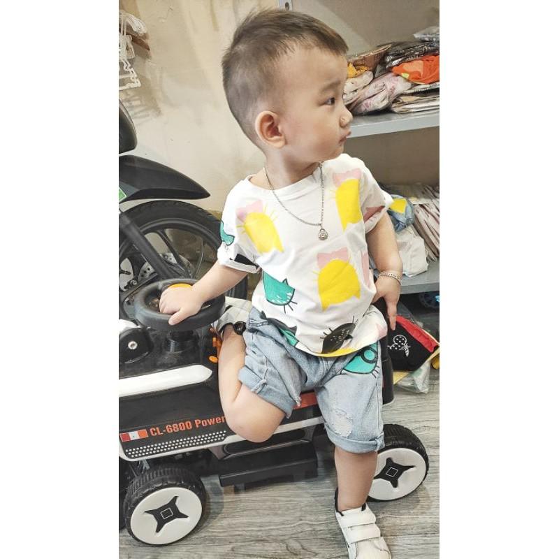 Set áo thun + jean mềm in hình siêu cute cho bé 14-24kg