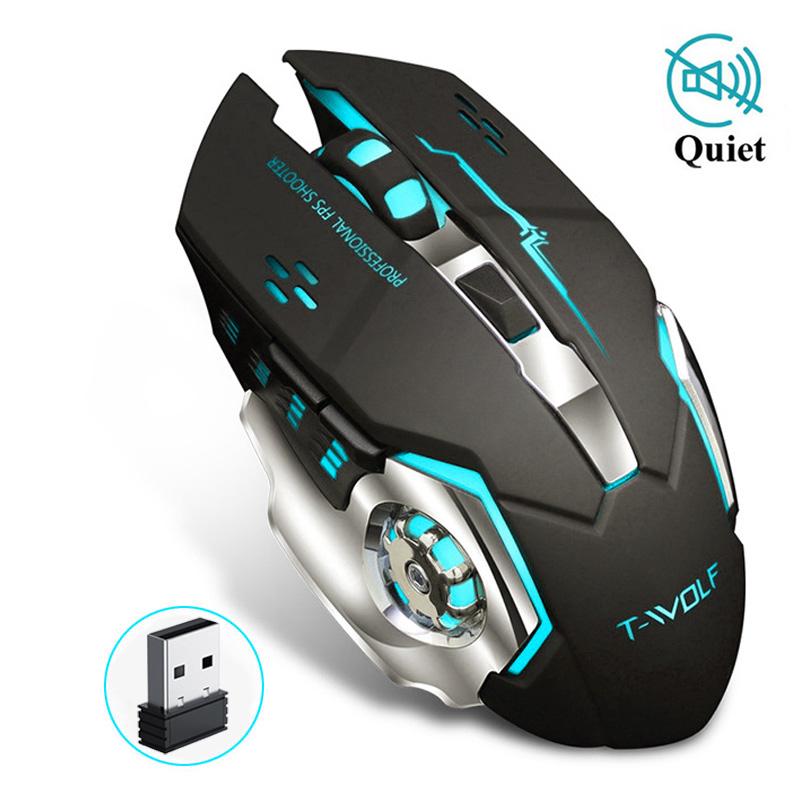 Sạc Không Dây + Chuột Không Dây 2.4GHz Quang USB LED Backlit Công Thái Silent Chuột Chơi Game Game Chuột Cho Máy Tính Laptop Game Thủ