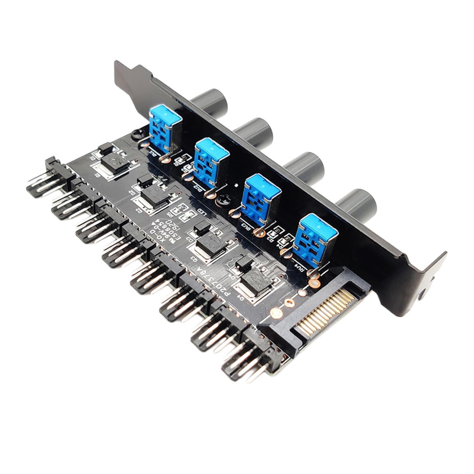 2 Pcs Computer PC Case Cooling Fan Hub Regulator Controller 3 4D+SATA