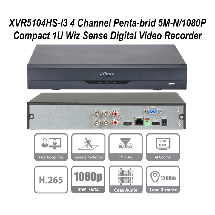 Đầu ghi hình 4 kênh HDCVI AI FullHD DAHUA DH-XVR5104HS-I3 hàng chính hãng