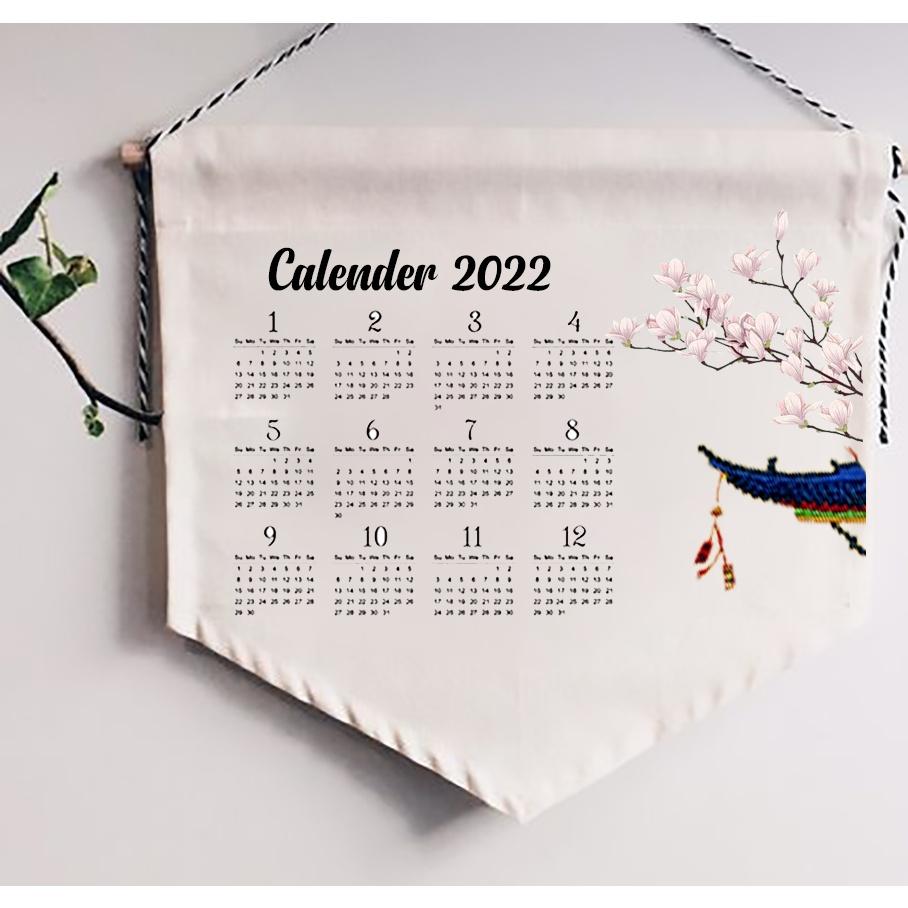 DIY thêu thủ công LỊCH VẢI 2022 quà tặng handmade/ kit NGUYÊN LIỆU TỰ THÊU ngày kỷ niệm/ bách hóa na na