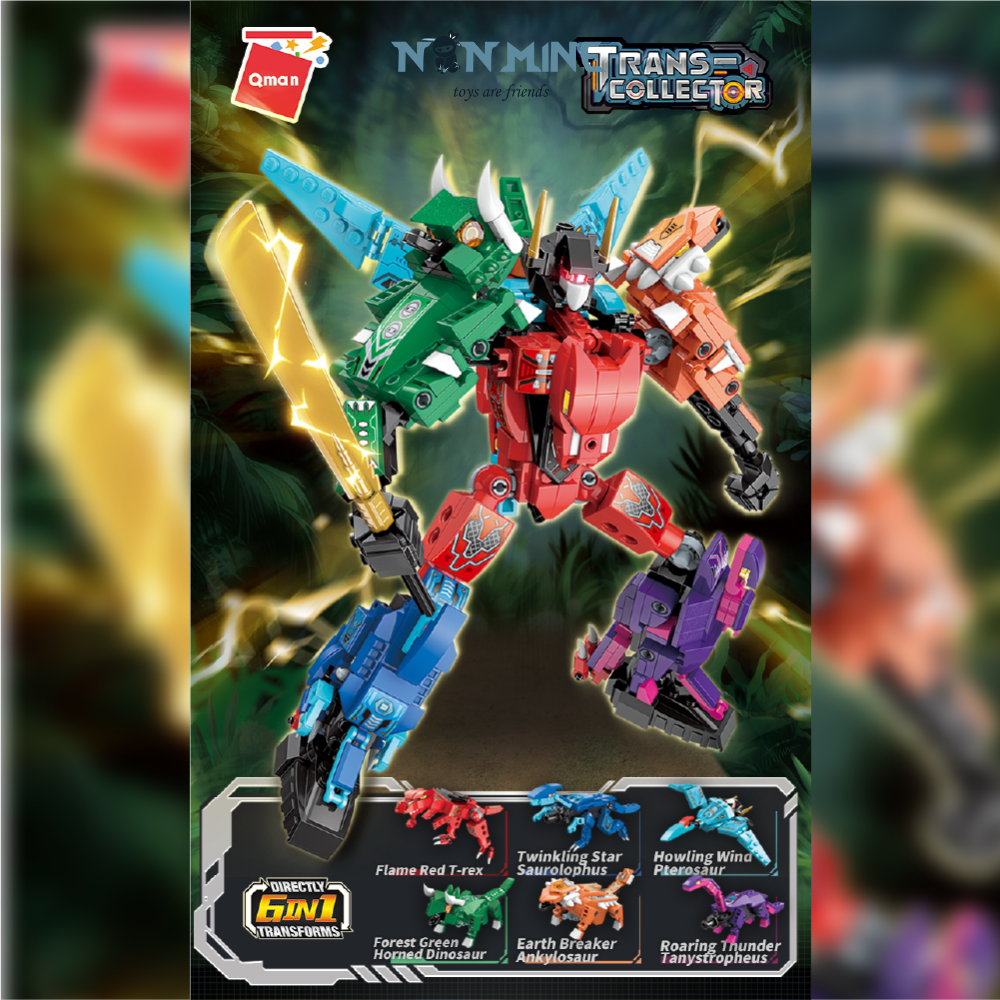 Đồ Chơi Xếp Hình Lắp Ráp Qman 41105 Người Máy Khủng Long Robot Mech Dinosaur 6 Trong 1 Gồm 521 Chi Tiết Cho Trẻ Từ 6 Tuổi
