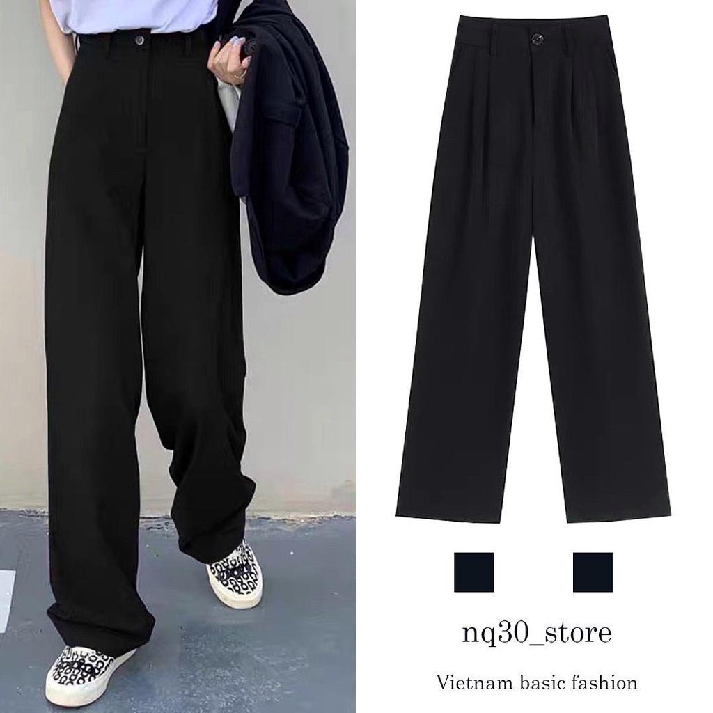 Quần Tây Ống Rộng Cạp Cao Nam Nữ Unisex