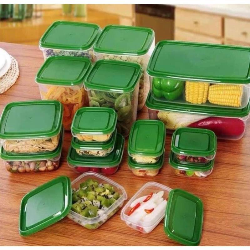 Bộ Hộp Nhựa - Hộp Đựng Thức Ăn 17 Chi Tiết Đựng Thực Phẩm Để Tủ Lạnh