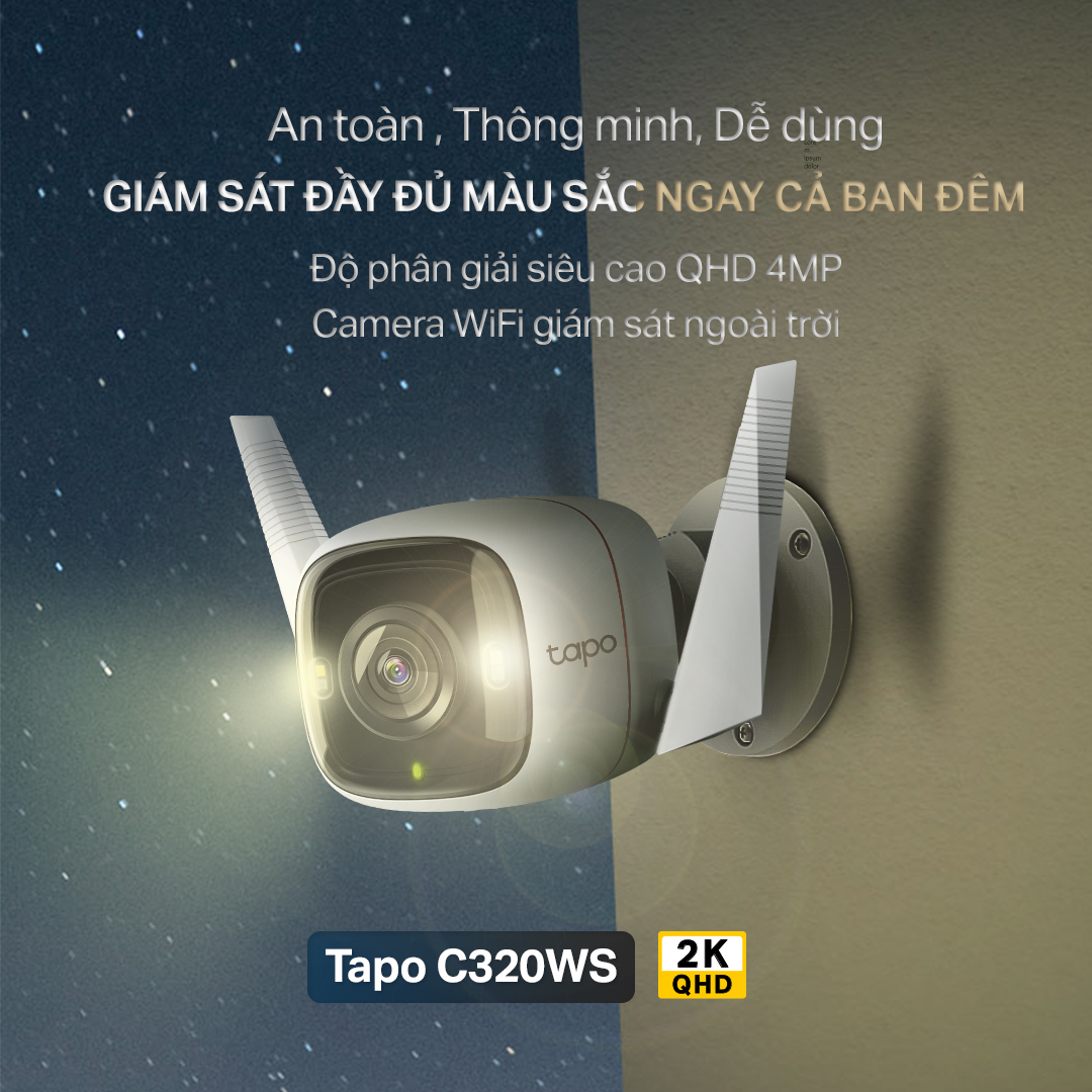 Camera WiFi Ngoài Trời TP-Link Tapo C320WS Độ Phân Giải 2K QHD - Hàng Chính Hãng