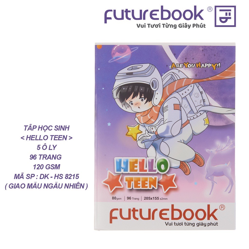 FUTUREBOOK–Tập Học Sinh Hello Teen 5 Ô Ly_96 Trang–Định Lượng 80Gsm. Mã Sản Phẩm DK-HS9825 (Giao Ngẫu Nhiên)