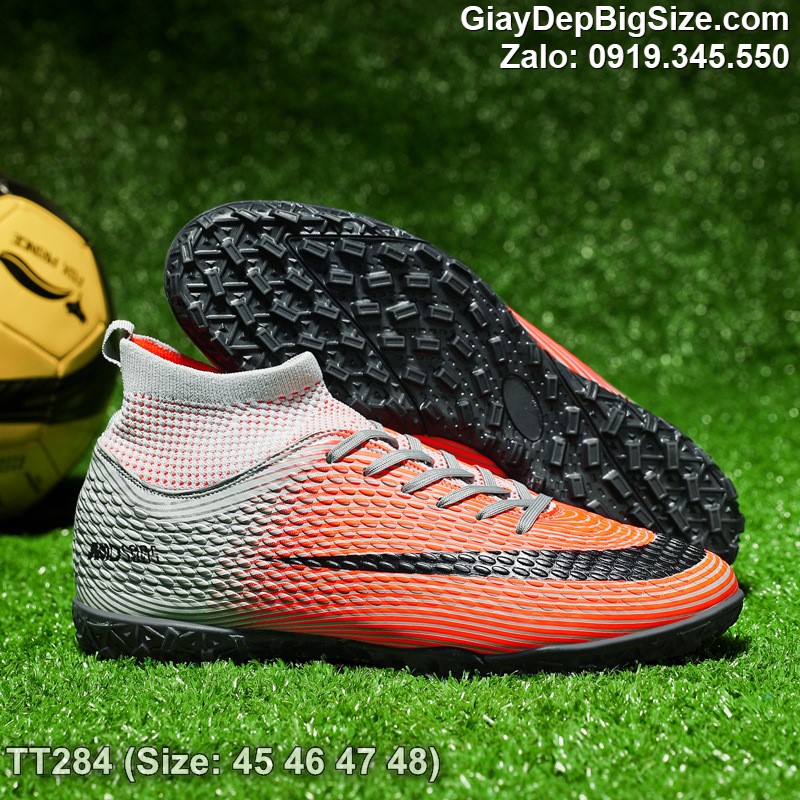 Giày đá bóng sân cỏ nhân tạo cỡ lớn 45 46 47 48 cho nam cao to chân ú bè. Big size soccer shoes for wide feet