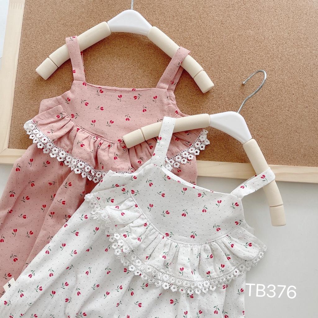 Váy 2 dây hoa nhí xinh yêu cho bé gái, chất thô cotton mềm mát, size 8 - 23 kg