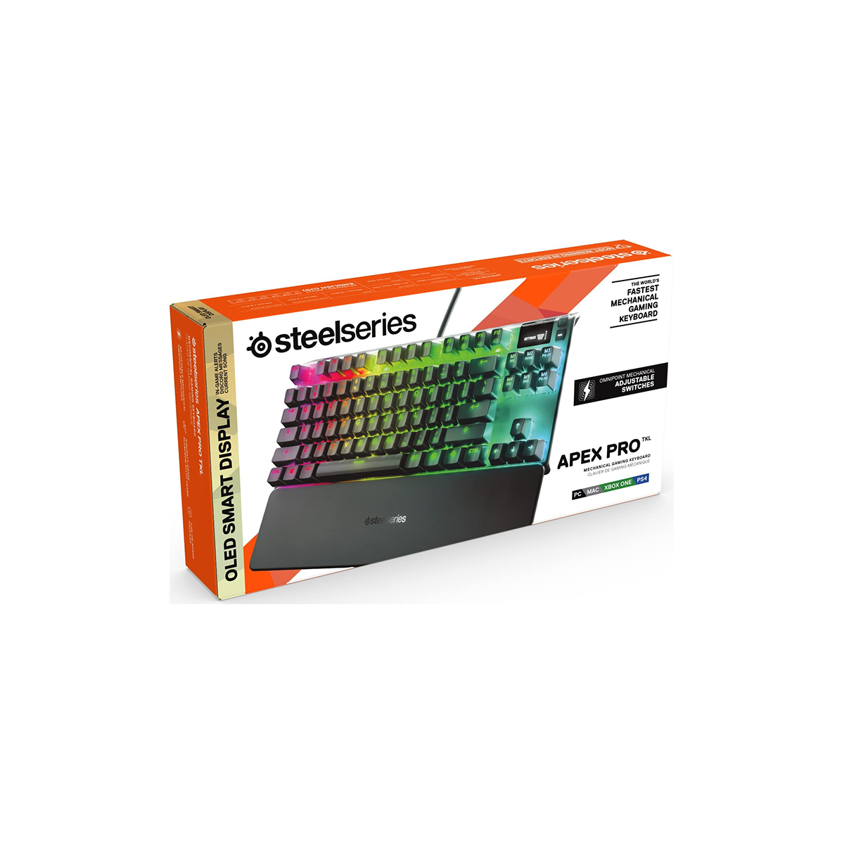 Bàn phím gaming có dây SteelSeries Apex Pro TKL màu đèn, led RGB, màn hình Oled, 100 triệu clicks, Hàng chính hãng, Bảo hành 12 tháng