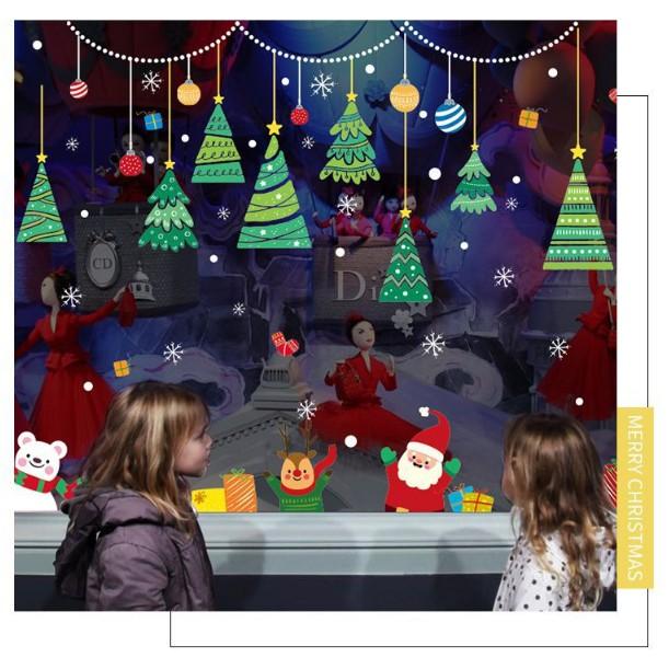 Decal trang trí Noel - Rèm Dây Cấy Thông Xanh