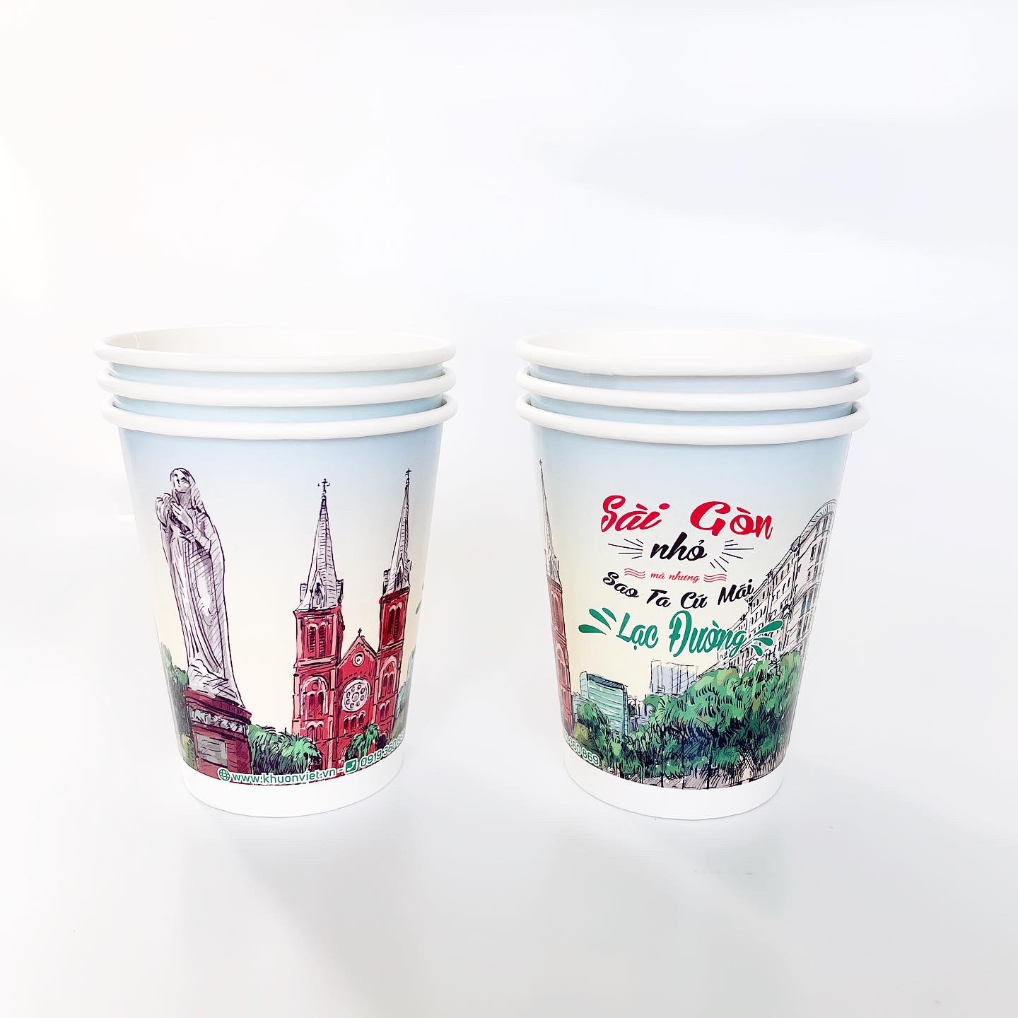 Ly giấy 10oz~295ml - Lốc 50 ly giấy có in họa tiết