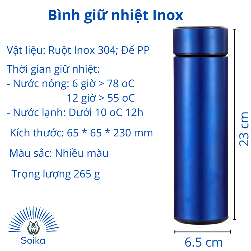 Bình Giữ Nhiệt SOIKA SB04500 Bằng Thép Không Gỉ Inox 304 500ml Nhiều Màu