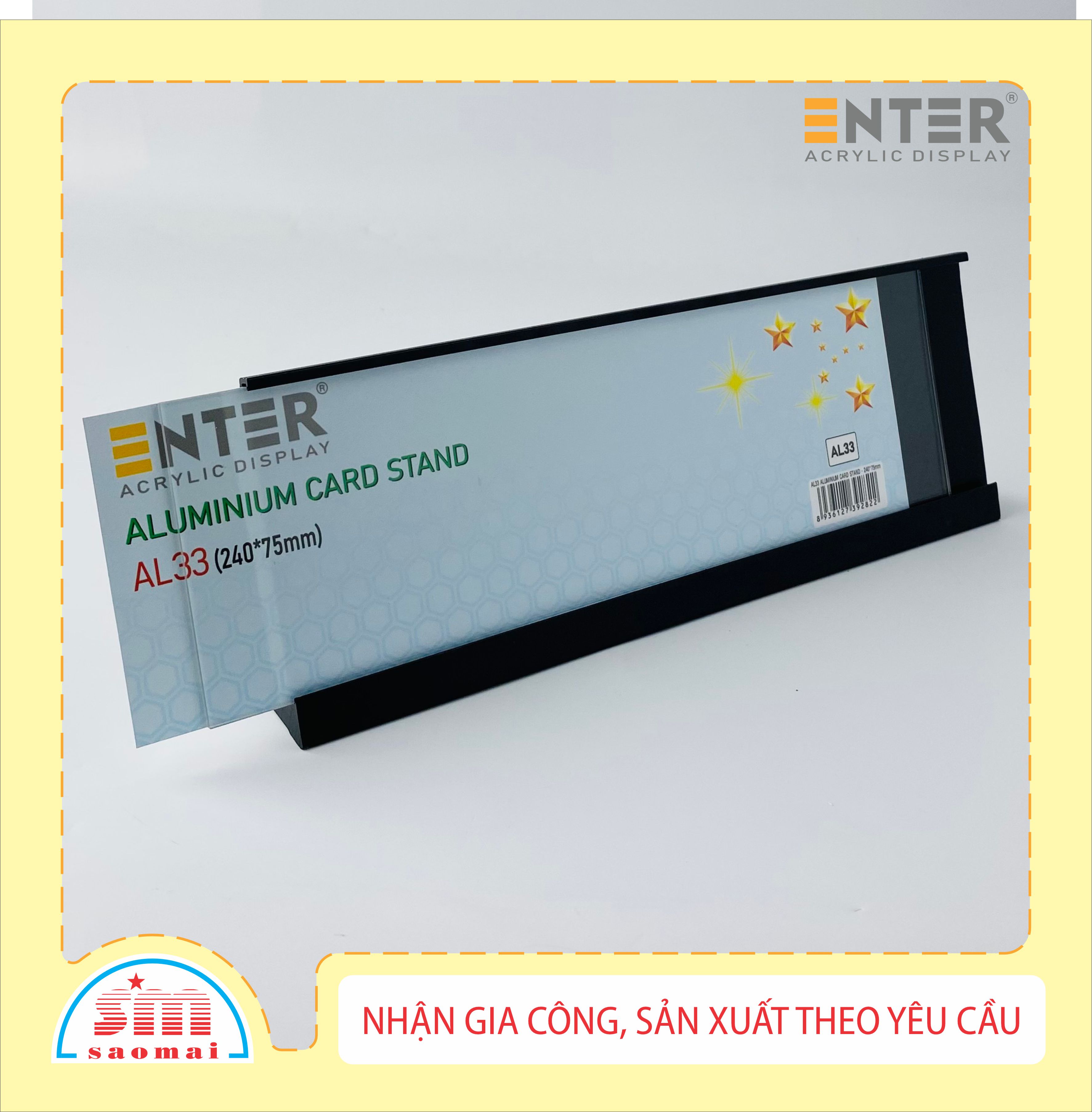 Bảng thông tin để bàn nhôm Enter AL33 240x75mm