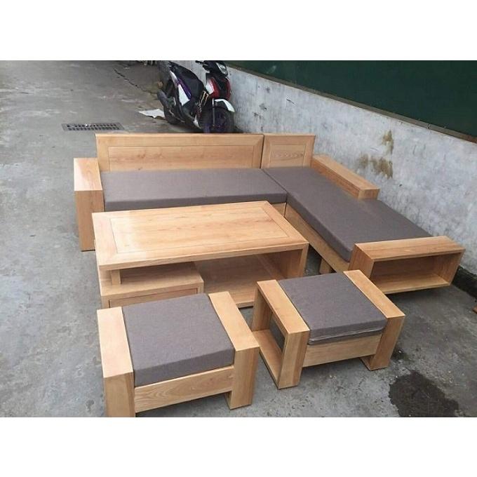 Bàn ghế sofa phòng khách gỗ sồi Nga, sofa góc